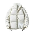 thumbnail image 1 of IYTR Fashion Casual Warm Down Coats with Pocket Long Sleeve Jacket Zipper Stand-up Collar Mens Winter Jacket Solid Color White L, 1 of 4