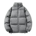 thumbnail image 1 of IYTR Fashion Padded Warm Down Coats with Pocket Solid Color Mens Winter Jacket Long Sleeve Jacket Zipper Stand-up Collar Gray XXXL, 1 of 2