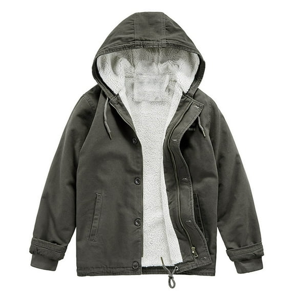 IYTR Fashion Warm Short Jackets Coats with Pocket Zipper Hooded Neck Solid Color Mens Winter Jacket Long Sleeve Jacket Gray XL