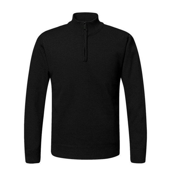 IYTR Fleece Lined Sweater Men Fall Fashion Quarter Zip Knitted Sweater Casual Warm Basic Sweaters for Fall and Winter (Black,M)