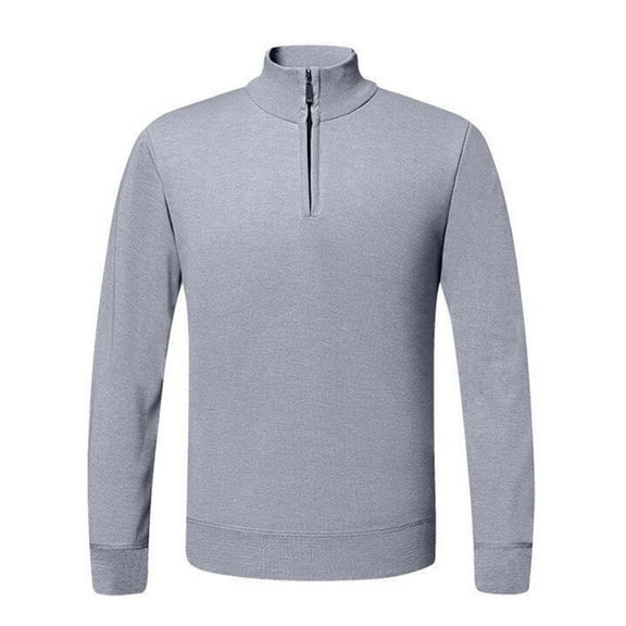IYTR Fleece Lined Sweater Men Fall Fashion Quarter Zip Knitted Sweater Casual Warm Basic Sweaters for Fall and Winter (Gray,XL)