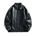 thumbnail image 1 of IYTR Leather Jackets Men Vintage Motorcycle Jacket Long Sleeve Lapel Collar Coats Zip up Jacket Casual Biker Coats (Black,XXXL), 1 of 8