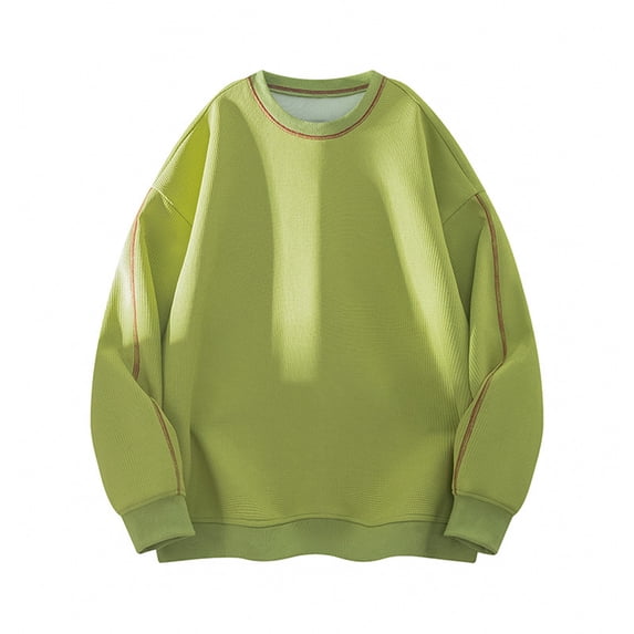 IYTR Long Sleeve T Shirt Men Sports Sweatshirt Spring Clothes Lightweight Crew Neck Leisure Loose Fit Solid Color Shirt (Green,XXXL)