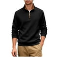 thumbnail image 1 of IYTR Long Sleeve T-Shirts for Men Half Zipper Standing Collar Pullover Leisure Lightweight Solid Color Loose Fit Spring Clothes Shirt (Black,M), 1 of 9