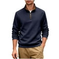 thumbnail image 1 of IYTR Long Sleeve T-Shirts for Men Half Zipper Standing Collar Pullover Leisure Lightweight Solid Color Loose Fit Spring Clothes Shirt (Navy,XXL), 1 of 9