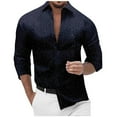 thumbnail image 1 of IYTR Man Casual Button Up Shirt Printed Long Sleeve Turndown Collar Blouse Lightweight Comforable Shirts (Navy,XL), 1 of 6
