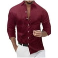thumbnail image 1 of IYTR Man Casual Button Up Shirt Printed Long Sleeve Turndown Collar Blouse Lightweight Comforable Shirts (Red,M), 1 of 6