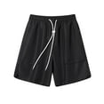 thumbnail image 1 of IYTR Men'S Ice Silk Shorts Casual Beach Vacation Shorts Summer Solid Color Drawstring Elastic Waist Shorts Straight Shorts With Pocket Black XXL, 1 of 3