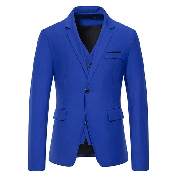 IYTR Men'S Lapel Fake Two-Piece Wedding Slim Suit Button Opening And Closing Pocket Suit Jacket Blue M