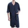 thumbnail image 1 of IYTR Men'S Nightgown Absorbent Quick-Drying Robe With Pocket Zipper Couple Bathrobe Pajamas Navy XL, 1 of 2