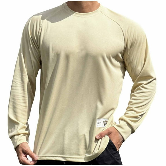 IYTR Men Solid Color Quick Drying Sports Training Mesh Breathable Loose And Long Sleeved Round Neck T-Shirt Top