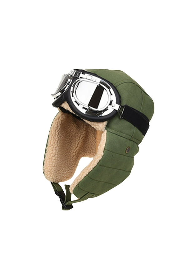 Men's And Women's Cycling Winter Warm And Windproof Ear Protection Hats With Fleece Added Insulation Outdoor Hats Army Green Free Size