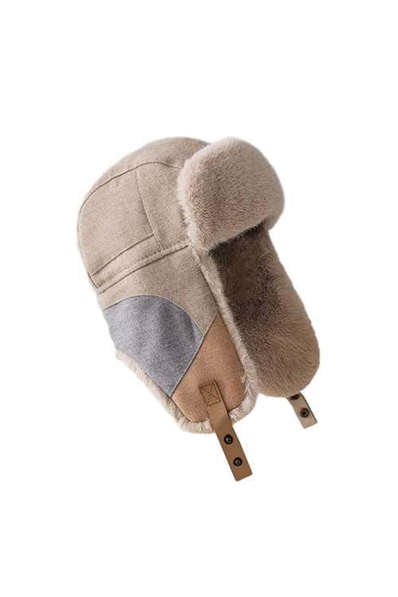Men's And Women's Cycling Winter Warm And Windproof Ear Protection Hats With Fleece Added Insulation Outdoor Hats Beige Free Size