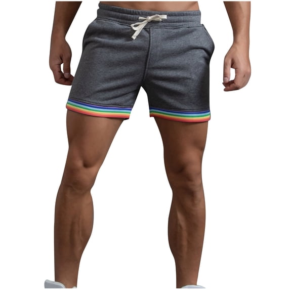 IYTR Men's Athletic Shorts Casual Solid Color Elastic Waist Drawstring Shorts Summer Breathable Workout Gym Shorts Dark Gray L