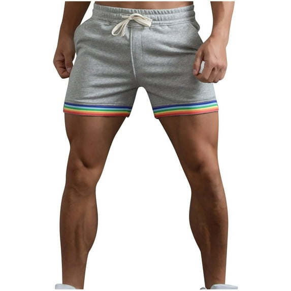 IYTR Men's Athletic Shorts Casual Solid Color Elastic Waist Drawstring Shorts Summer Breathable Workout Gym Shorts Gray M