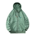 thumbnail image 1 of IYTR Men's Basic Fleece Zip Up Hoodie Sweatshirt Jacket with Two Side Pockets Drawstring Hood Army Green L, 1 of 1