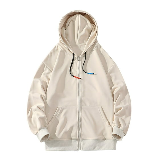 IYTR Men's Basic Fleece Zip Up Hoodie Sweatshirt Jacket with Two Side Pockets Drawstring Hood Khaki S