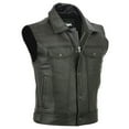 thumbnail image 1 of IYTR Men's Black Genuine Leather Biker Vest Cowboy Sleeveless Waistcoat Biker Vest with Concealed Snap Closure Side Lacing for Comfort Black XXL, 1 of 1
