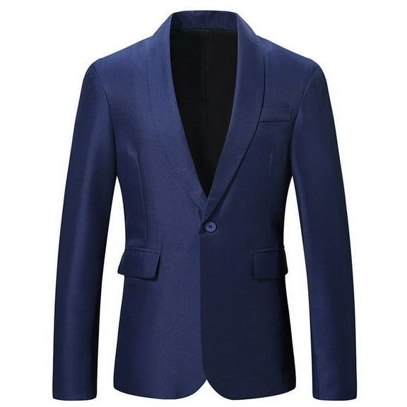 IYTR Men's Blazer Single Button Slim Blazer Jacket Solid Color Business Wedding Party Blazer Navy XL