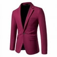 thumbnail image 1 of IYTR Men's Blazer Single Button Slim Sport Coat Jacket Formal Business Wedding Party Suit Blazer Office Work Wear Solid Color Long Sleeve Classic Wine XL, 1 of 3