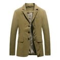 thumbnail image 1 of IYTR Men's Blazer Slim Button Up Jacket Long Sleeve Solid Color Business Suit Blazer Work Office Outerwear Khaki XXXXL, 1 of 4