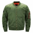 thumbnail image 1 of IYTR Men's Jacket Military Flight Blouson Coat Rib Knit Collar Long Sleeve Zipper Pockets Winter Warm Outwear Green XL, 1 of 1