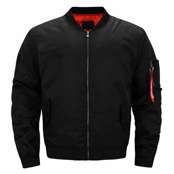 IYTR Men's Jacket Military Flight Blouson Coat Rib Knit Collar Long Sleeve Zipper Pockets Winter Warm Outwear