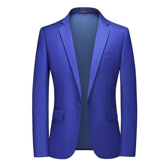 IYTR Men's Business Slim Fit Suit Jacket One Button Blazer Notch Lapel Tuxedo for Wedding Party Blue XXXXL