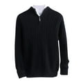 thumbnail image 1 of IYTR Men's Cable Knit Half Zip Sweater Solid Color Long Sleeve Pullover Warm Sweater Soft Comfortable Knit Tops Black XXXL, 1 of 4