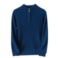 thumbnail image 1 of IYTR Men's Cable Knit Half Zip Sweater Solid Color Long Sleeve Pullover Warm Sweater Soft Comfortable Knit Tops Blue XXXL, 1 of 4