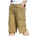 thumbnail image 1 of IYTR Men's Cargo Shorts Casual Solid Color Straight Shorts Summer Loose Multi-Pockets Pants Yellow XL, 1 of 6