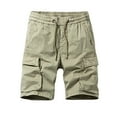 thumbnail image 1 of IYTR Men's Cargo Shorts Loose Fit Multi-Pockets Dstring Solid Color Bermuda Shorts Straight Summer Beachwear Khaki XXL, 1 of 1