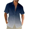 thumbnail image 1 of IYTR Men's Casual Button Down Shirts Summer Hawaiian Beach Shirt Gradient Color Lapel Comfy Shirts Tee Blouses Dark Blue XL, 1 of 6