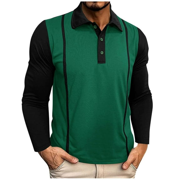 IYTR Men's Casual Long Sleeve Shirts Classic Button Cotton Collared Shirt Designed Work T Shirts (Green,M)