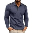 thumbnail image 1 of IYTR Men's Casual Shirts Comfy Long Sleeve Classic Basic Cotton T-Shirt Solid Color Button Tops with Pocket (Navy,M), 1 of 6
