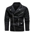 thumbnail image 1 of IYTR Men's Slim Fit Faux Leather Biker Motorcycle Jacket Stand Collar Zipper Pockets Coats Black M, 1 of 1