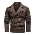 thumbnail image 1 of IYTR Men's Slim Fit Faux Leather Biker Motorcycle Jacket Stand Collar Zipper Pockets Coats Brown M, 1 of 1