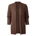 thumbnail image 1 of IYTR Men's Long Sleeve Solid Color Open Front Ribbed Knitted Cardigan Sweater with Pockets Brown XXXL, 1 of 1
