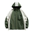 thumbnail image 1 of IYTR Men's Color Block Hooded Windbreaker Jacket Drawstring Hem Long Sleeve Zipper Pockets Streetwear Coats, 1 of 4