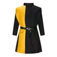 thumbnail image 1 of IYTR Men's Color Block Long Sleeve Lapel Shirt Dress with Belt Office Workwear Dresses Tunic Dress Yellow XXL, 1 of 1