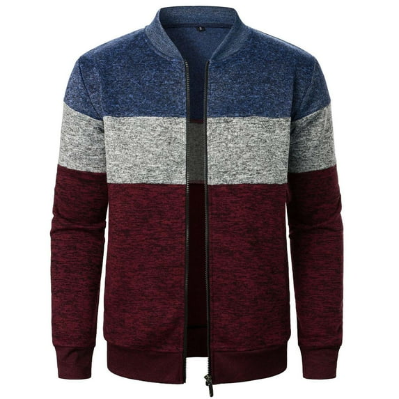 IYTR Men's Colorblock Zipper Hoodie Long Sleeve Sweatshirt Warm Comfortable Daily Wear Sweater Jacket Winter Fall Navy M
