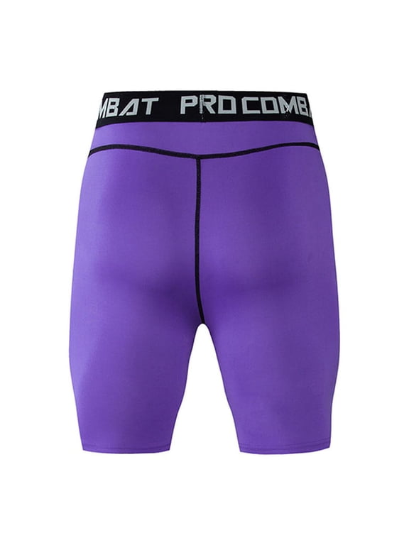 Men's Compression Shorts Sports Running Tights Baselayer Workout Gym Fitness Shorts Breathable Quick Dry Athletic Shorts with Phone Pocket Purple L