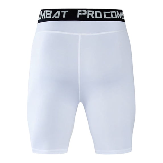 IYTR Men's Compression Shorts Sports Running Tights Baselayer Workout Gym Fitness Shorts Breathable Quick Dry Athletic Shorts with Phone Pocket White XXXL