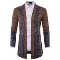 thumbnail image 1 of IYTR Men's Contrast Color Block Long Sleeve Shawl Lapel Cardigan Sweater Knitted Outwear Tops Coffee L, 1 of 1