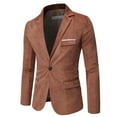 thumbnail image 1 of IYTR Men's Corduroy Blazer Slim Fit Business Suit Jacket One Button Sport Coats with Flap Pockets Khaki M, 1 of 1