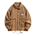 thumbnail image 1 of IYTR Men's Corduroy Trucker Jacket Loose Solid Lapel Long Sleeve Buttons Jacket Coat with Pockets Brown XXXL, 1 of 1