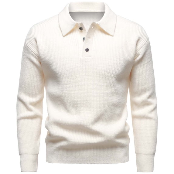 IYTR Men's Dress Shirts Long Sleeve Button Lapel Knitted Elasticity Sweater Spring Clothes Lightweight Solid Color Leisure Loose Fit Shirt (Beige,XL)