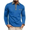 thumbnail image 1 of IYTR Men's Dress Shirts Long Sleeve Color Matching Turndown Collar Button Tshirts with Pocket Solid Color Leisure Loose Fit Spring Clothes Lightweight Shirt (Blue,XXL), 1 of 8