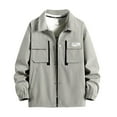 thumbnail image 1 of IYTR Men's Fashion Hooded Jacket Solid Color Long Sleeve Jacket Button-up Lapel Coat Casual Loose Workwear Hooded Jacket with Pocket Gray XXL, 1 of 6