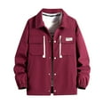 thumbnail image 1 of IYTR Men's Fashion Hooded Jacket Solid Color Long Sleeve Jacket Button-up Lapel Coat Casual Loose Workwear Hooded Jacket with Pocket Red XXXXXXXL, 1 of 6
